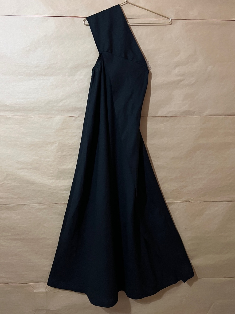 AAKASHA | Linen One Shoulder Maxi Dress Asymmetrical Lagenlook Black Size S